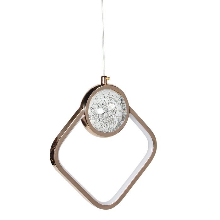 Pendente Losango de Cristal Dourado Led Integrado 3w