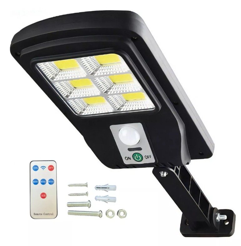 Luminaria Solar Luz Led Sensor Presença Poste Externa Jardim