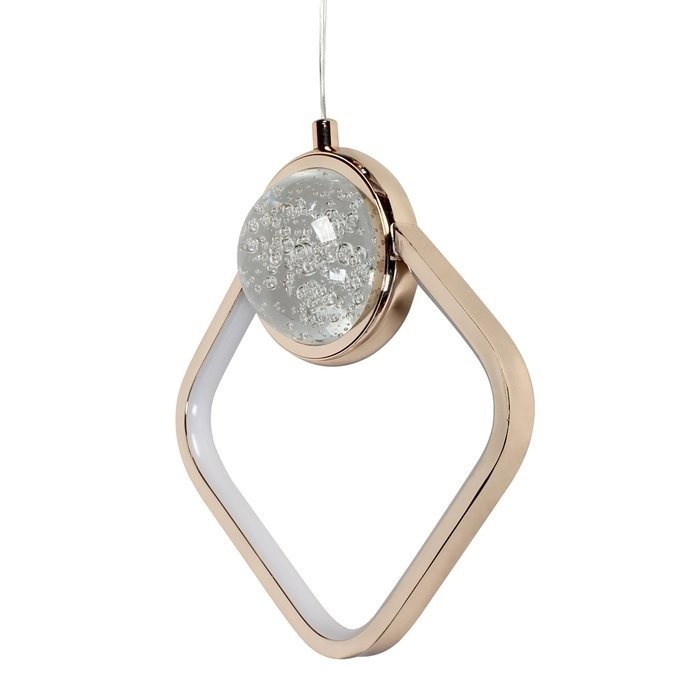 Pendente Losango de Cristal Dourado Led Integrado 3w - Image 2