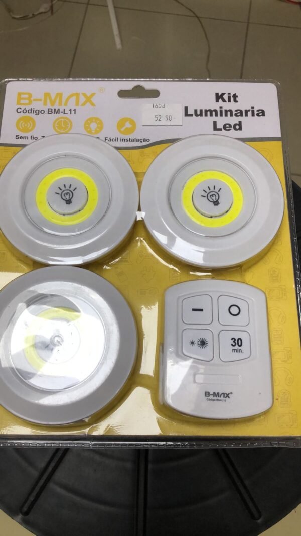 KIT C/ 3 SPOT PILHA COM CONTROLE BM-L11 B-MAX