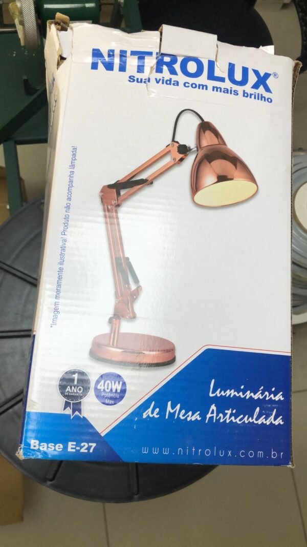 LUMINÁRIA DE MESA ARTICULADA COBRE E27 NITROLUX