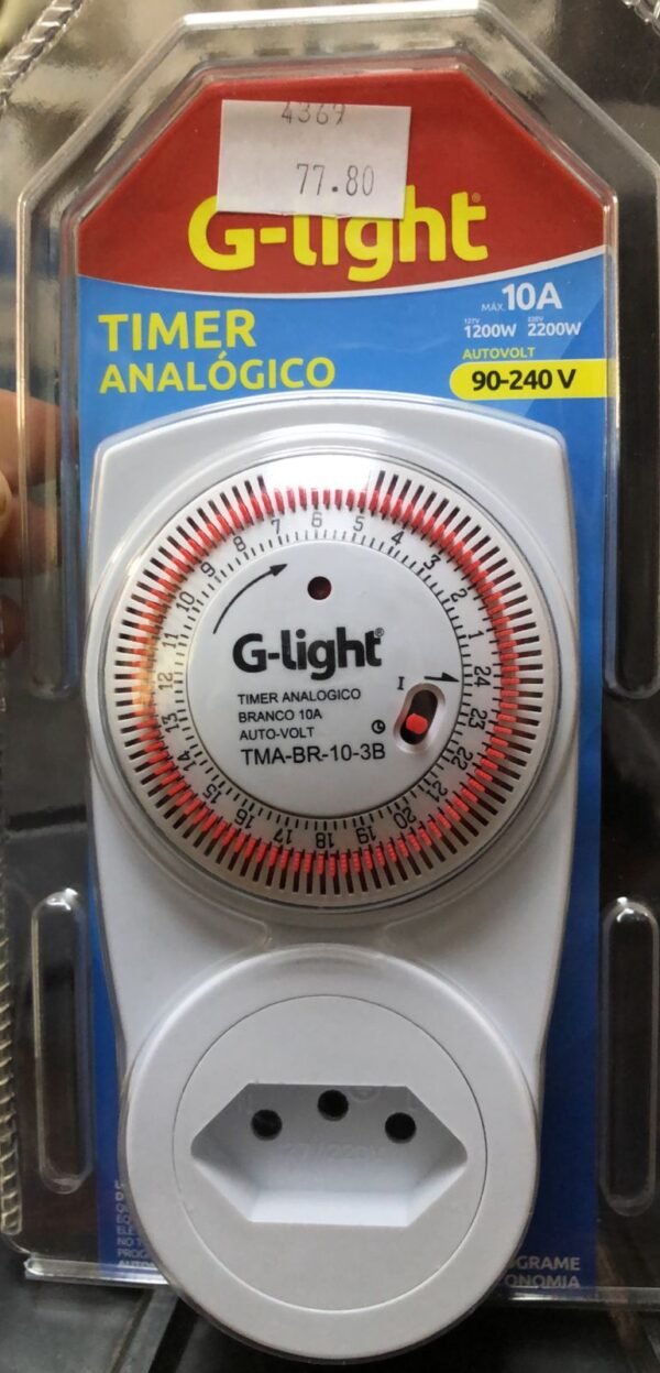 TIMER ANALÓGICO BRANCO 10A BIV G-LIGHT