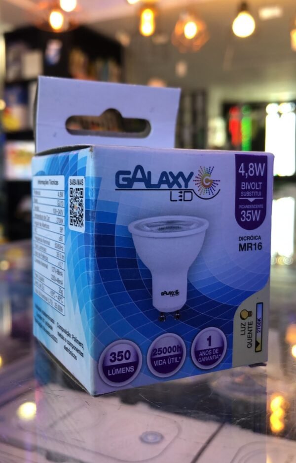 LÂMPADA DICROICA MR16 GU-10 4,8W BQ GALAXY