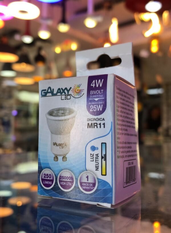 LÂMPADA MINI DICROICA MR11 4W 4000K GU-10 GALAXY