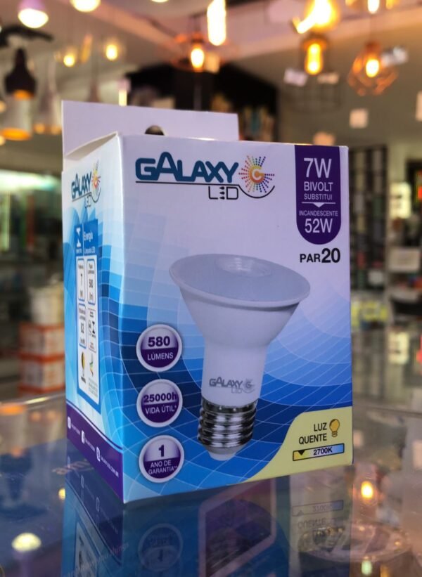 LÂMPADA LED PAR 20 7W 2700K E27 GALAXY